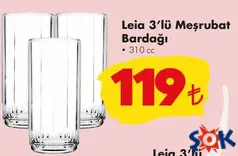 PAŞABAHÇE LEİA 3'LÜ MEŞRUBAT BARDAĞI 310 CC